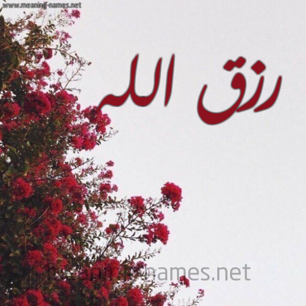 شكل 18 صوره الورد الأحمر للإسم بخط رقعة صورة اسم رزق الله RZQ-ALLH